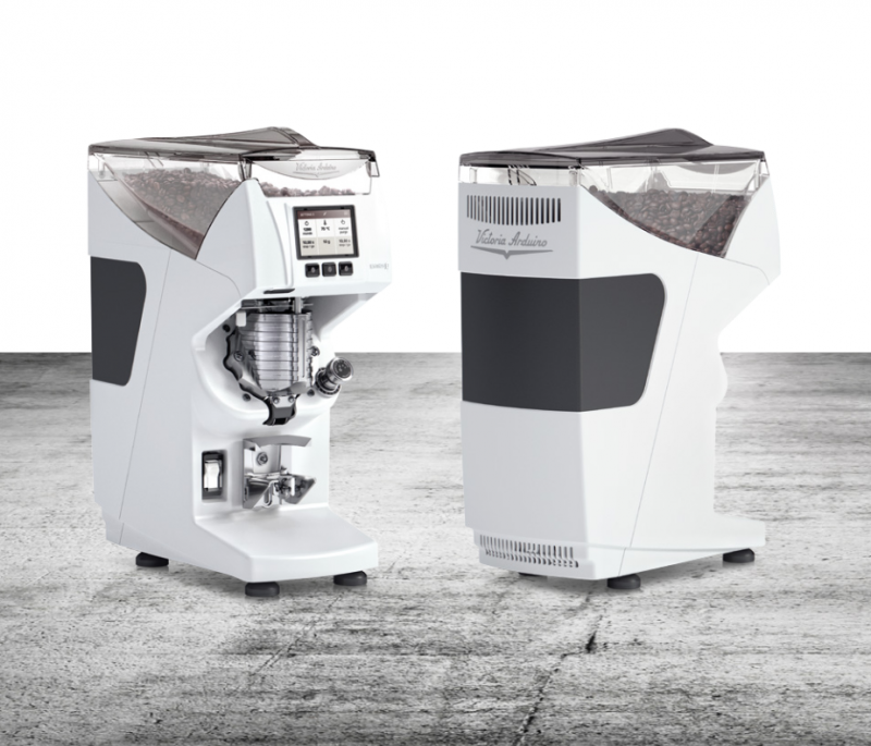 Mythos II Professional Grinder in white Victoria Arduino